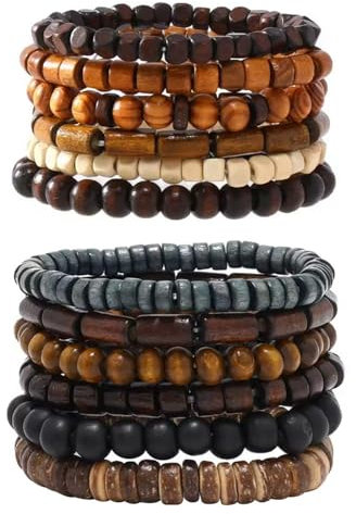 KSBBHDS 12 Stücke Holzperlenarmband, Boho -Schmuck, Herren -Perlenarmband, Retro -Einfacher Schmuck.