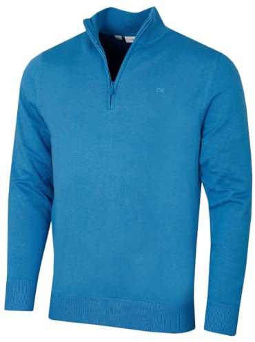 Calvin Klein Mens Campus 1/2 Zip Sweater - Summer Blue - M