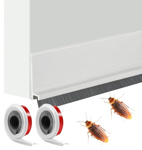 Kunaxku 100cm Bianco Paraspifferi per Porte, Guarnizione a Spazzola per Porte, Guarnizione per Porta per Protezione da Suoni, Freddo, Umidità e Insetti in Silicone, (white)