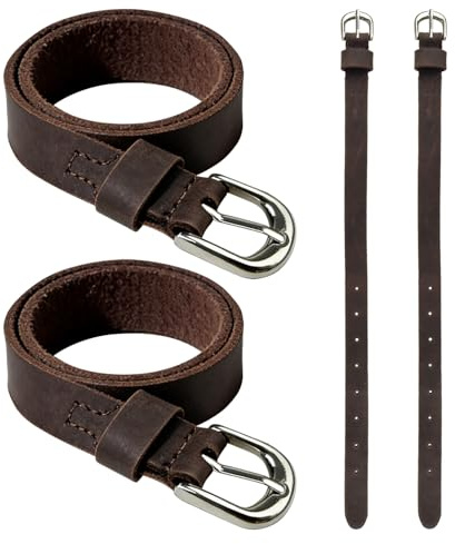 THREE ARCHERS Genuine Leather Straps(4-Pack) 45cm x 2cm, Soft Adjustable Stirrup Leathers for Equestrian & Daily Use, Handcrafted with Stainless Steel Buckles