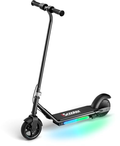 iScooter Kids Electric Scooter with 5.5-6 Inch Tires, 100-150W Motor Electric Scooter for Ages 6-12,6-9KM Range,2-3 Speed Modes,Colorful LED Lights,Lightweight E-Scooter for Boys Girls