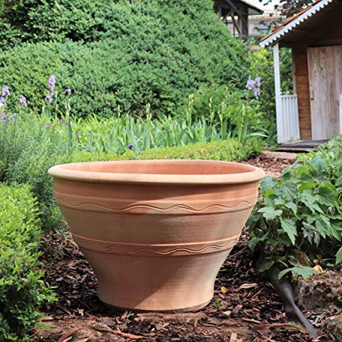 Palatina Werkstatt, großer frostfester Terracotta Pflanzkübel, Pflanzschale 70 cm, frostfest Pflanzgefäß Blumenkübel Garten,Terrasse, Balkon Artemesia 70 cm