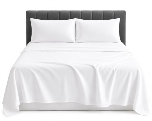100% Egyption Cotton 200 Thread Count Flat Sheets (White, Single)