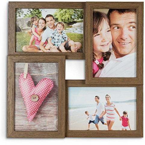 levandeo trä fotoram färg: nötträd brun hög kvalitet bearbetad för 12 foton 10 x 15 cm med glasrutor – tvärformat och fotokalas kollage fotokollage bildgalleri fotoramar 4 Fotos 10x15 valnöt