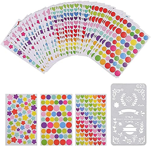 Pegatina Papel Scrapbooking Engomada Decoración Sticker Masking Tape Calendario Album de Recortes Diary Fotos Redondas Tiras Rectas (60+1 pc)