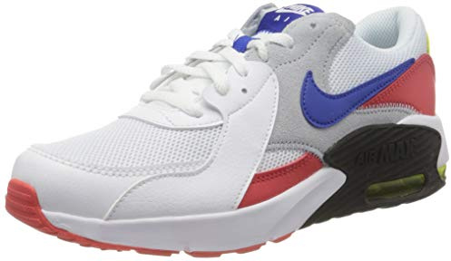 Nike Air Max Excee (GS) Sneaker, White/Hyper Blue-Bright Cactus-Track Red, 38 EU