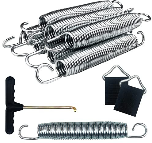 8Pcs Trampolinfedern 178mm (7inch) Fitness Trampolin Spring,Trampolin Springs Ersatz Kit,2Pcs Trampolin Dreieck Schnalle Trampolin Matte Dreieck Ringe Trampolin Zubehör mit einem Federhaken