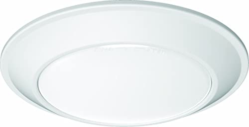 Juno SlimBasics 6 Inch LED Ceiling Light, LED Surface Mount Downlight for Shower Light or Closet Lighting, 3000K Neutral White, Tapered Trim, Wet Rated, Matte White (JSBT 6IN 30K 90CRI MW WL M6)