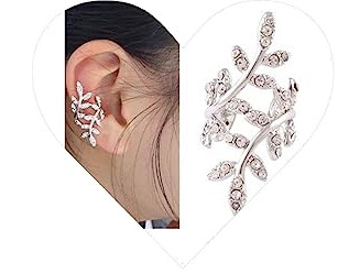 Yheakne Boho Boucles d'oreilles en Argent - Ear Cuffs avec Strass et Chenilles - Non Piercing