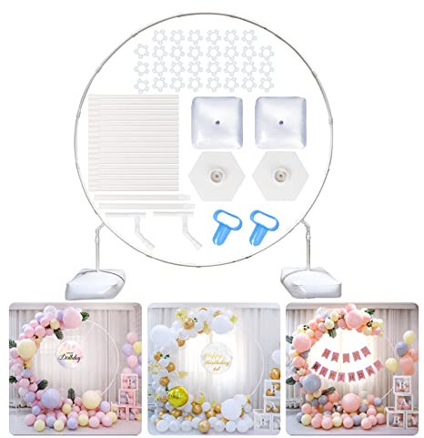 Round Balloon Arch Frame with Base, Hoop and Arch Kit, Circle Stand for Wedding, Birthday, Graduation, Bridal Shower, Party