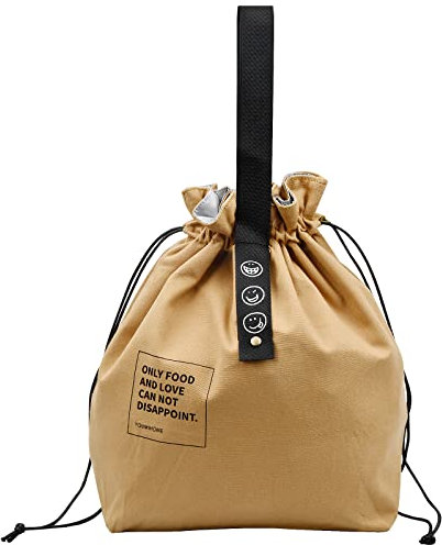 Jinlaili Sac Repas Isotherme, 9L Sac à Déjeuner Coton, Lunch Bag à Déjeuner Portable, Sac de Poche Pliable, Sac à Provisions Réutilisable pour Ecole Bureau Voyage Pique-Nique Camping (Brun)