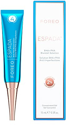 Foreo ESPADA BHA+PHA Blemish Solution 15 ml, Aknebehandlung&Mitesser-Entferner, Gesichtspflege, 2% Salicylsäure, Hamamelis, Teebaumöl, Niacinamid, Dermatologisch getestet, Tierversuchsfrei&Vegan, Blue