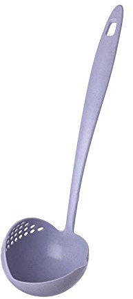 JOEBO Cuchara de Paja de Trigo Cuchara colador 2 en 1 Cuchara Grande de plástico de Mango Largo vajilla ecológica Cuchara de Olla Caliente Verde / 214 (Color : Blue)
