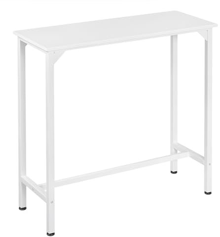 EUGAD Bartisch weiß, Stehtisch, Küchentisch, Bar Tisch schmal, Konsolentisch, Flurtisch, Beistelltisch hoch, für Bar Bistro Kücheninsel, aus Holzwerkstoff Metall, 100x100x40cm