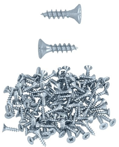 HELPMATE - Tornillos de conexión de madera galvanizados 4,0 x 16 mm - 100 unidades tornillos universales cabeza avellanada con accionamiento PZ2 y rosca completa - Tornillos para aglomerado para