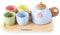 Mamabrum Holz Teeservice für Kinder - 7-teiliges Tee Set mit Teekanne, 4 Tassen & Tablett - Rollenspiel Geschenk für Kinder ab 3 Jahren - Pastellfarben (7 Teile)