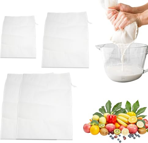 4 Pièces Sacs de Brassage Filtrant, 100 Mesh Sacs Réutilisables en Maille, 3 Tailles Sac Filtrant, Nut Milk Bag, Filtre en Nylon Sac, Filtre Brassage, Filtre Tissu pour Bière, Jus, Lait de Soja