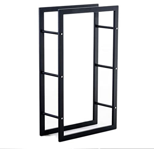 Mensola minimalista in metallo da pavimento a soffitto per caminetto con finitura nera