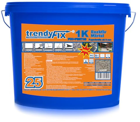 TrendyFIX - Mortero para juntas sin malas hierbas, 25 kg (arena) 1K trendyFIX listo para usar FIX+listo para usar | mortero reactivo