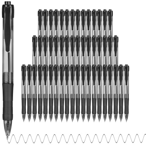 deegtran Pens Bulk, 50 Pack No Bleed Black Ink Click Pens with Soft Grip, Wholesale Retractable Ballpoint Pens for Office School, Medium Point Smooth 1.0MM
