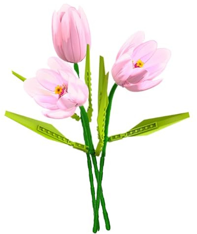 Famiredo Kit de construction de tulipes pour adultes, collection botanique, ensemble de blocs de construction de bouquet de fleurs, fleurs artificielles mini briques de construction pour cadeaux