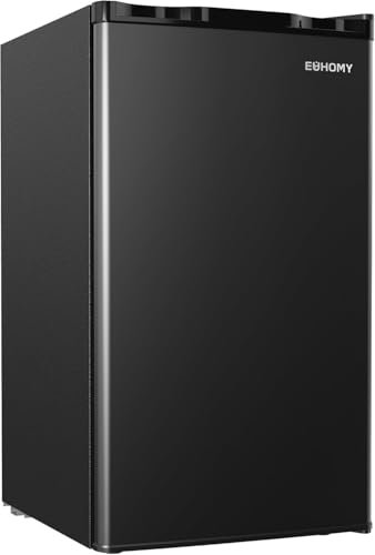 EUHOMY 91L Under Counter Fridge Freezer with Cooler Box, Undercounter Mini Fridge, 7-Stage Thermostat, 82L Refrigerator & 8L Freezer, 39dB Ultra-Quiet Energy Efficient for Dorm/Office/Bedroom, Black