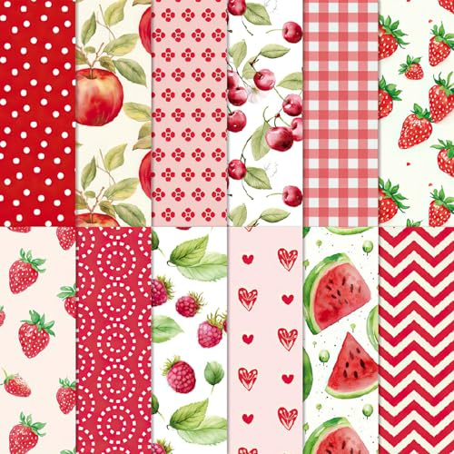 RAORAOYUE Scrapbook Paper Pad 6x6, Summer Fruit Patterned Cardstock, Single-Sided Decopodge Paper for DIY Card Making Photo Album Journal Decor - 24Sheet
