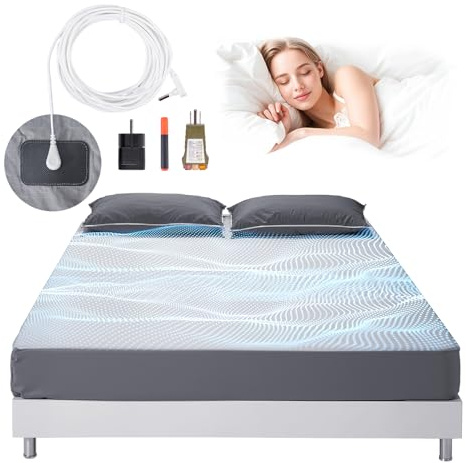 VEVOR Erdungsbettlaken, Queen-Size, 95% Baumwolle & 5% Reine Silberfaser, Erdungsmatte, mit Erdungskabel & Tester, für verbesserten Schlaf & Wohlbefinden (Grau, Queen – 1525x2030x5 mm)