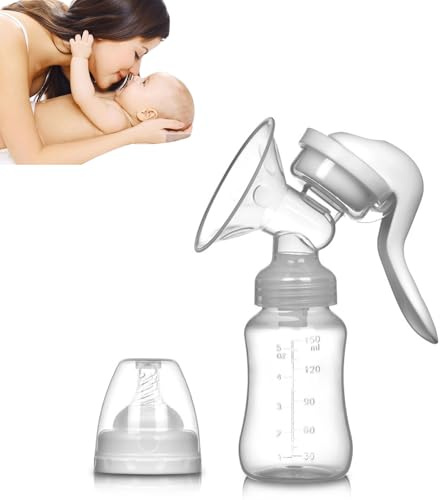 Handmilchpumpe,Manuelle Milchpumpe,Manuelle Stillpumpe,Silikon Milchpumpe und Muttermilchauffänger,Handpumpe für Muttermilch,Tragbar,Kompakt,Fördert Muttermilch Sanft und Effizient