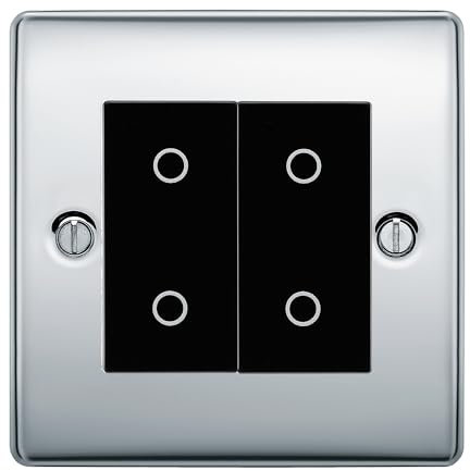 BG Nexus Polished Chrome Double Secondary Touch Dimmer Switch - Black Insert