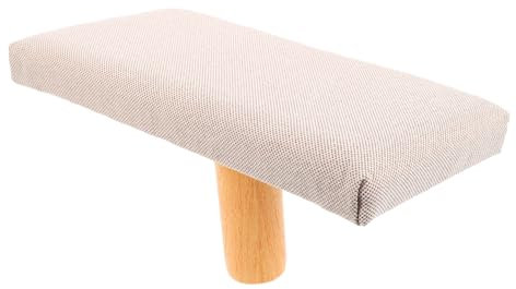 VICASKY Silla de meditación de madera con cojín, taburete ergonómico para yoga y meditación, versátil, color beige para rodillas y ejercicios de equilibrio, duradero
