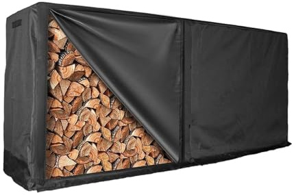 INEDRIMS Lona impermeable de 8 pies para estantería de leña exterior, multiusos, cubierta para muebles de jardín con cremallera y orificios de ventilación, tejido Oxford 600D, resistente al viento y