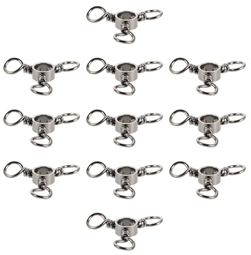 GRIRIW 50pcs Stainless Steel Fishing Swivel Connector Rolling Barrel Snap Clips for Saltwater and Freshwater Angling Lure Connectors for Precise Presentation and Improved Strike Rates
