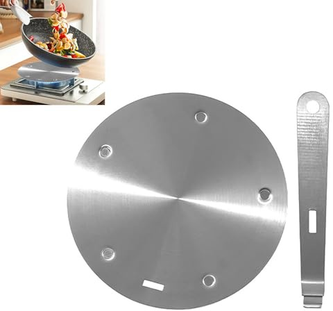 Piastra adattatore a induzione, 24 cm, piastra adattatore a induzione con manico rimovibile, adattatore in acciaio inox, per piano cottura a induzione, fornello a gas, caffettiera (argento, 16 cm)