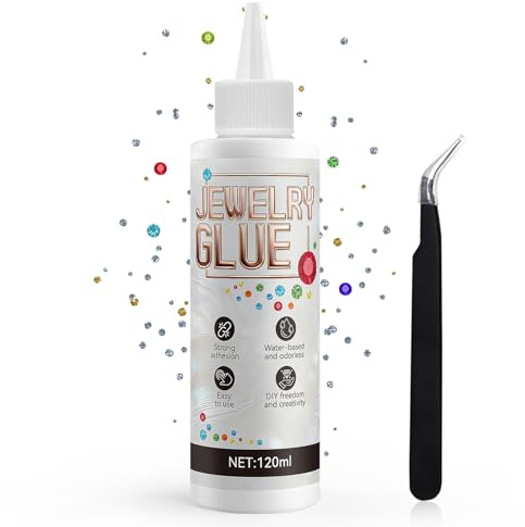 Allisway Colla per Gioielli, Colla per Strass, Colla per Bigiotteria, Forte Adesione ad Asciugatura Rapida, Adatto per Strass, Gioielli e Tessuti, Ideale per Design di Gioielli Creativi,120 ml