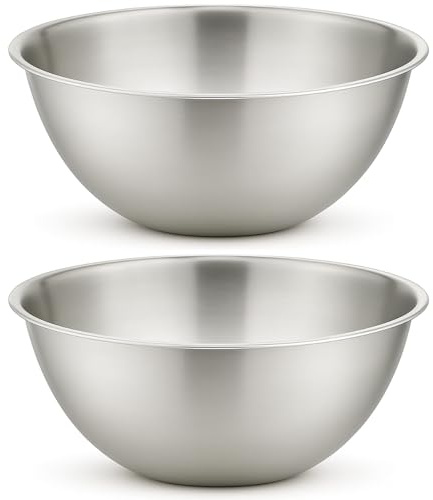 eMKay Pack of 2 Stainless Steel Mixing Bowl 40CM | Mirror Polished Nesting Bowls for Baking Cooking & Food PREP | Lightweight DEEP Metal Bowl | Dishwasher Safe Stackable Rust Resistant