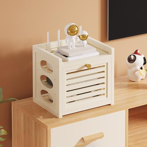 BAYTEWJX Scatola di Immagazzinaggio del Router Scatola Router WiFi Parete da Tavolozza con Ante per Case Camere da Letto e Soggiorni.(White,30.5x20x28cm)