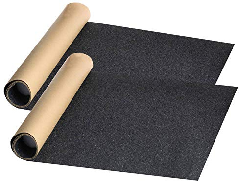 ZUEXT 9 x 33 Black Skateboard Grip Tape Sheets 2 Pack, Bubble Free Waterproof Scooter Griptape,Longboard Griptape, Anti Slip Sandpaper for Rollerboard Stairs Pedal Wheelchair Steps (84x23cm)