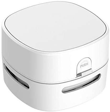 ODISTAR Aspiradora de Escritorio, Mini barredora de Polvo de Mesa, Ahorro de energía, Alta Resistencia de hasta 400 Minutos, diseño Giratorio de 360º para Teclado/hogar/Escuela/Oficina (Blanco)
