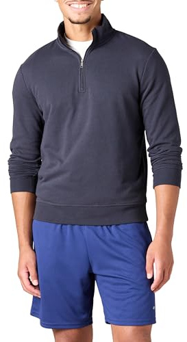 Amazon Essentials Men's Lätt tröja i fransk frotté med dragkedja, Mörk marin, S