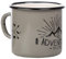 MUGSY Tasse en émail The Adventure Begins - 330 ml - Tasse de camping - Design rétro - Gris