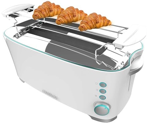 Cecotec Tostador Toast&Taste Extra Double W, 1350W de Potencia, Doble ranura larga para 2 Tostadas, Apagado y Pop-up Automático, Acero Inoxidable, Recogemigas, Autocentrado