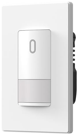 ELEGRP Matte White Single Pole Occupancy Motion Sensor Light Switch, Need Neutral Wire, 120° Sensor Coverage PIR Infrared Motion Activated, for CFL/LED/MLV/INC/HAL/Fan, UL,1 Pack