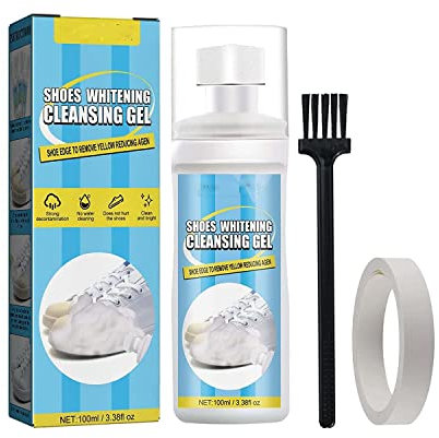 Shoes Whitening Cleaning Gel, Shoe Stain Remover, White Shoe Cleaner with Tape and Brush, Remove Shoe Yellow Edges Stains For All Washable Shoes, 100ml (2)
