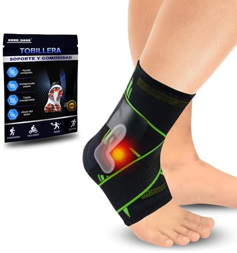 KERD_DANS Cavigliera per distorsioni, cavigliera stabilizzatore e a compressione, cavigliera sportiva con velcro regolabile per la caviglia, sollievo per fascite plantare. (Verde, X-Large)