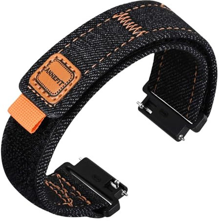 ANNEFIT Watch Strap 20mm, Denim Fabric Quick Release Watch Band for Men Women (Black)