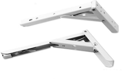 YMYGCC 2 Teile/Satz 8 Zoll Weiß Verdickter Stahl Dreieck Klapp Regal Halterung Wand Montiert Selbst Tragen Metall Winkel Halterung mit 8 Schrauben