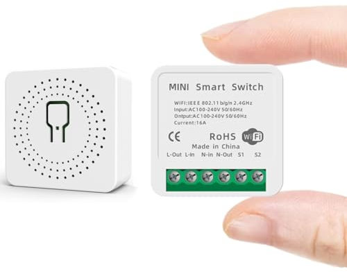 Interruptor WiFi Inteligente Programable 2.4GHz Compatible con Tuya, Google Home, Alexa, SmartLife, SmartThings. Temporizador. Max 16A, 3500W. Color Blanco.