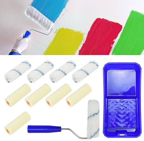 KNGNGK 12 Pièces Petit Rouleau Peinture, Mini Rouleau de Peinture, Petit Rouleau de Peinture en Mousse, Rouleau de Peinture avec Reservoir, Mini Rouleau à Peinture pour Mur, Plafond, Meuble, Bricolage
