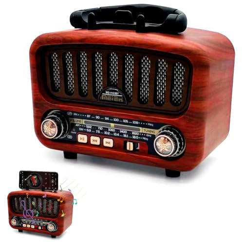 Radio rétro AM/FM/SW avec Bluetooth 5.0, petite radio nostalgique, avec batterie de 1800 mAh, radio de cuisine et radio de valise avec haut-parleur de 5 W, prise en charge USB/TF/AUX, radios vintage
